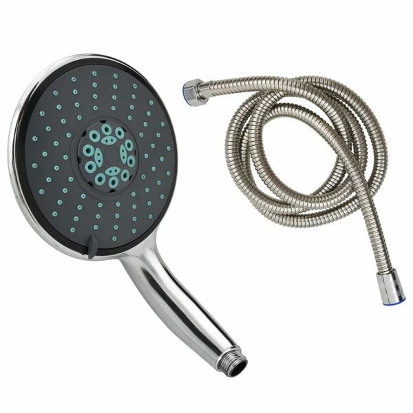 vidaXL Multifunktionellt duschhuvud med 1,5 m slang krom silver 650