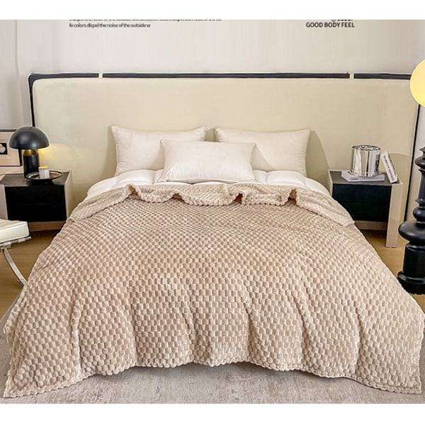 Blød plyssetæppe til sofa 100x150 (gul)