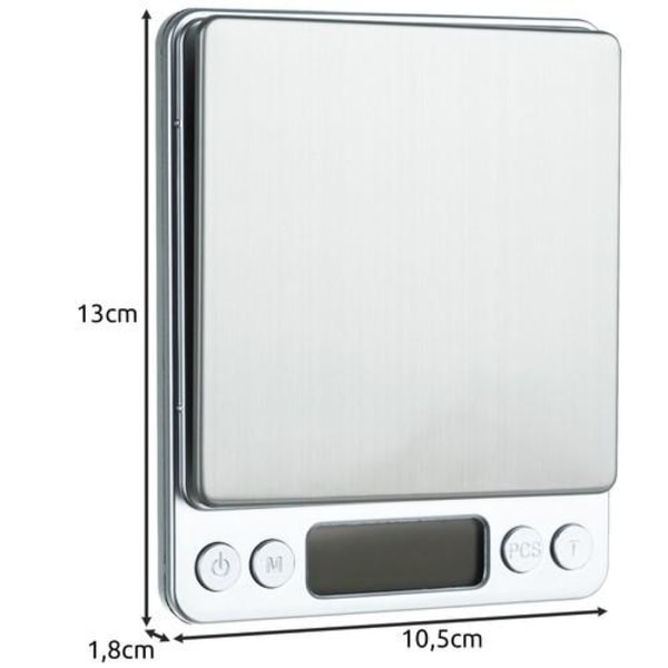 Digital Vægt / Køkkenvægt 0,01g-500g silver 250