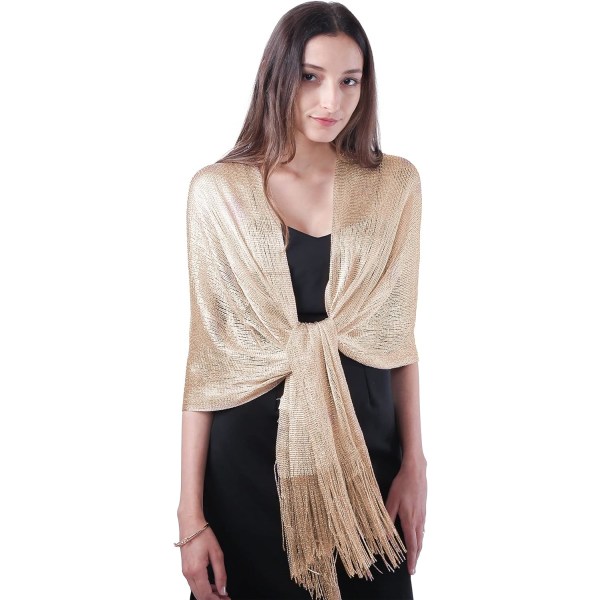Women's Party Dress Glitter Capes and Shawls（Metallic Champagne）