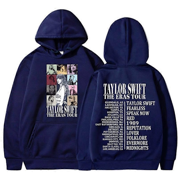 Unisex Hoodie Taylor The Eras Tour - Pojk- og Pige Sweatshirt, Midnight Album Swift Print, Dame- og Herretøj, Trøje - Perfekt Blå Blue 3XL