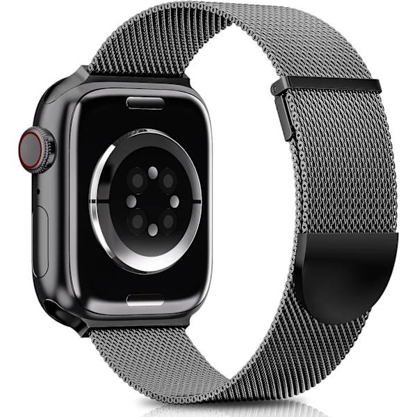 Rem til Apple Watch 41mm 40mm 38mm Dobbelt magnetisk justerbar erstatningsrem til iWatch Series 9 8 SE 7 6 5 4 3 2 1, Sort Black