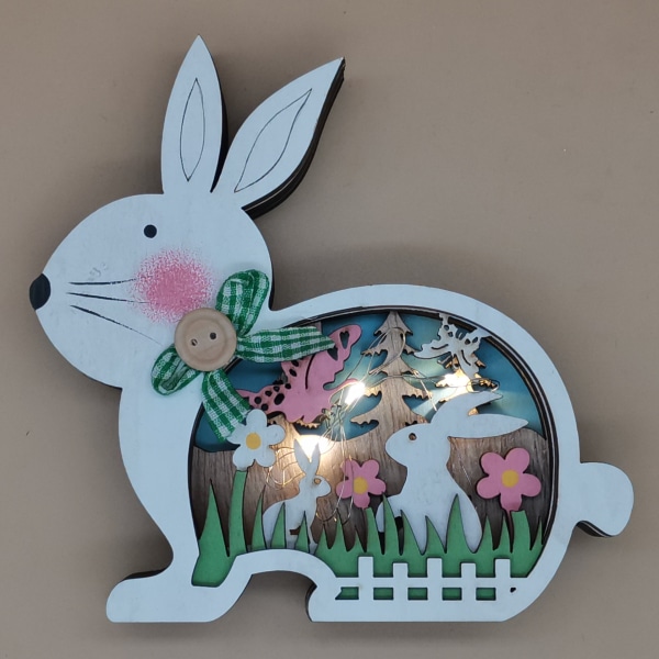 Easter decoration, wooden Easter decoration, luminous bunnies