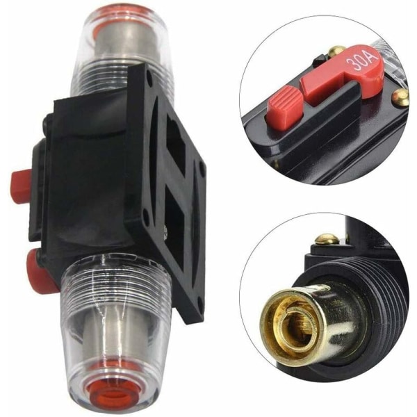 30A Afbryder, 12V-24V DC Inline Sikringsholder, Manuel Nulstilling