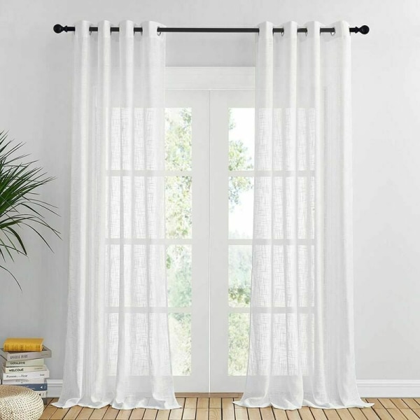 Voile Gardiner Vit Korsmönster Voile Gardiner Heminredning Ljus Mjukt Filter B 140 x H 240cm Vit Förpackning om 2