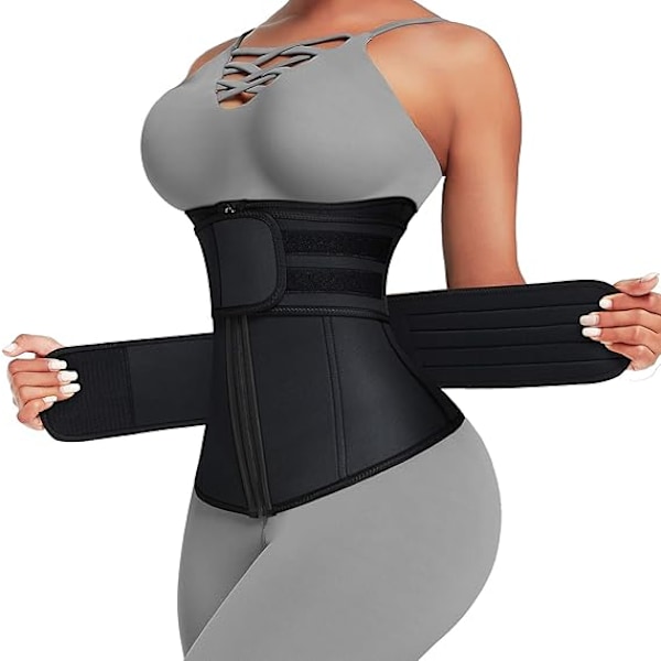 Midjetränare för kvinnor Plus Size Två bälten Neopren Träningskorsett Midjetrimmer 3XL