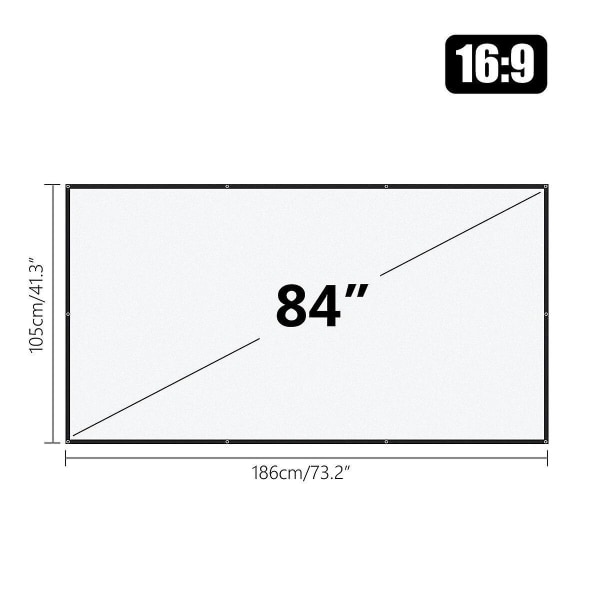 16:9 84 tommer bærbar projektor gardin Foldbar HD-filmprojektorskærm Hjemmebiokontor