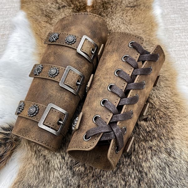 Viking Håndledsbeskytter PU Læder Middelalder Cosplay Scenerekvisit Par 1 Pair