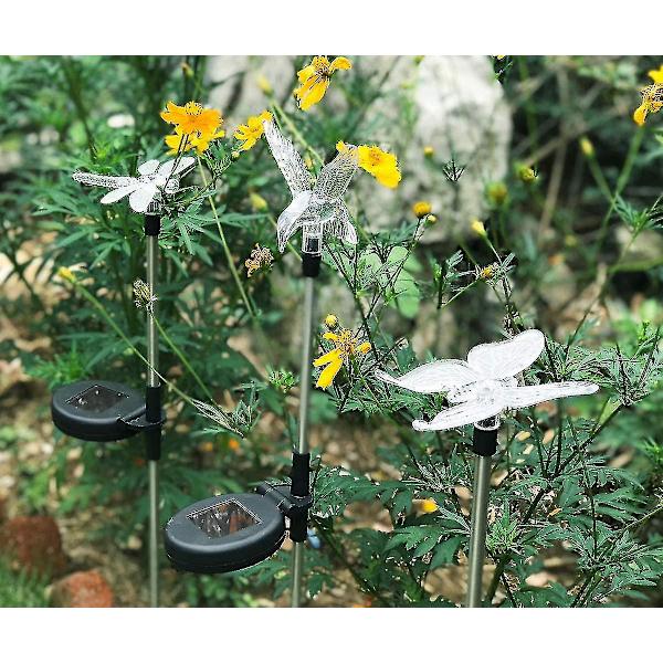 3-pak sommerfugl, kolibri, guldsmed, solcellelamper med LED-solenergi til haven