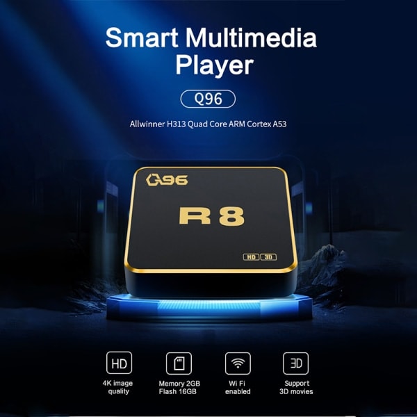 Smart TV Box Q96 R8 Android 10 AllWinner H313 Quad Core 2,4G/5G 4GB＋64GB EU-stik