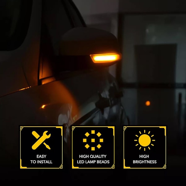 Dynamiska sidobackspegelindikatorer Blinkers för Ford Focus 3 MK3 2012-2018 SE/ST/RS Rökfärgat hus, Bärnstensfärgad LED js
