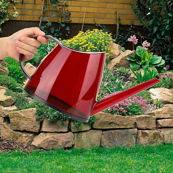 Vandekande til indendørs planter, lang tud havevandekande, 1,4 l vandkande til indendørs planter, blomster, sukkulenter (gennemsigtig rød)