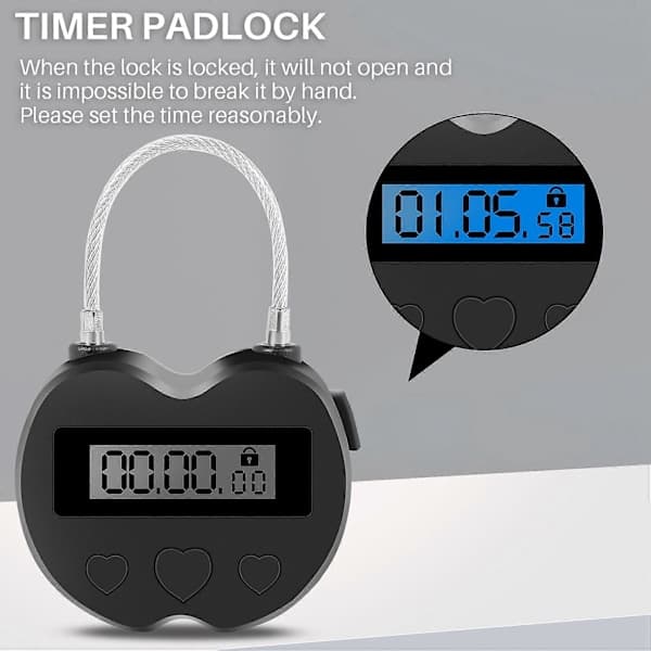 Smart reset timer med LCD-skärm och USB-laddning - Vattentät multifunktionell tidslås-FA-