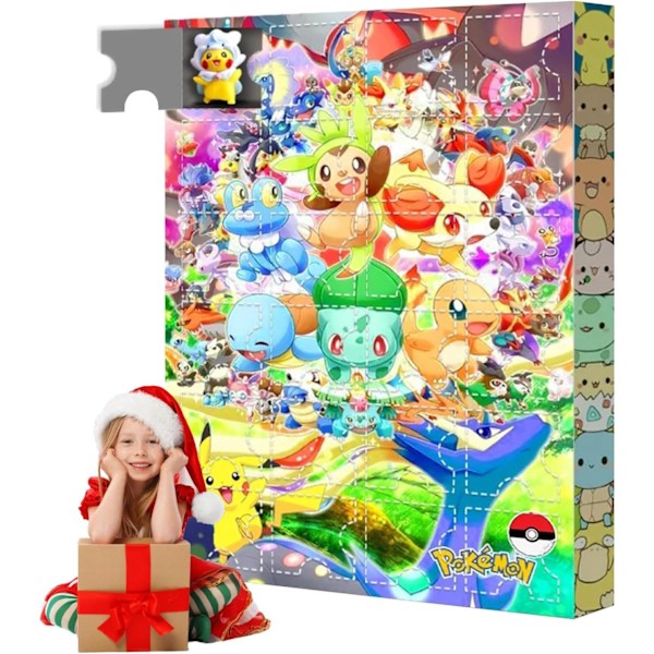 Pokemon 2024 Julkalender for barn, (Oppgradert versjon) 24 gavebiter - tilfeldig stil (Blind Box), Adventskalender for barn