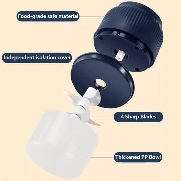 Electric Garlic Chopper, 4 Sharp Blades, Portable Vegetable Chopper, 300ml Garlic Grinder, Onion Chopper, Mixer for Vegetables-FA-