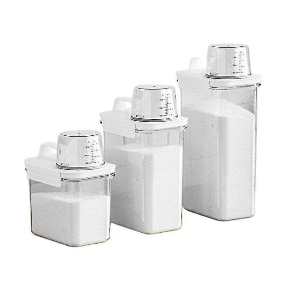 3 storlekar av förslutna tvättmedelsbehållare, förvaringslådor för tvättmedel, förvaringslådor för rengöring av tvättmedel 1100ml