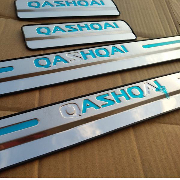 Bilsticker för Nissan Qashqai J11, dörrtröskel, tröskelplåtsskydd, rostfritt stålpedal, stilklädsel, tillbehör Argent