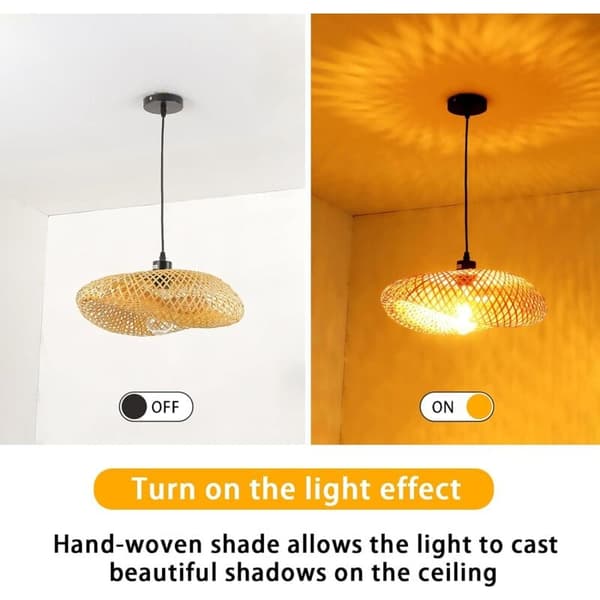 40 cm bambus rotting pendellampe, E27 retro loftslampe til badeværelse spisestue-FA-