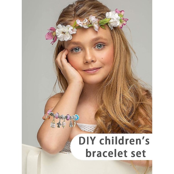 Sjovt armbåndssæt til piger med perler og charms - DIY-gave