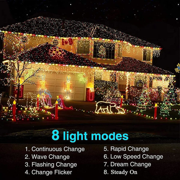 Solcellslampor utomhus - 72ft 200 LED, 8 lägen, vattentät S