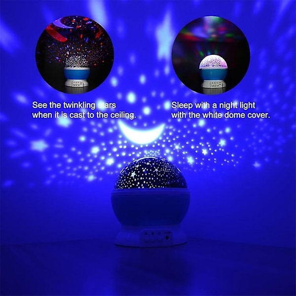 Led-projektori Star Moon Night Light Sky, pyörivä ohjattava