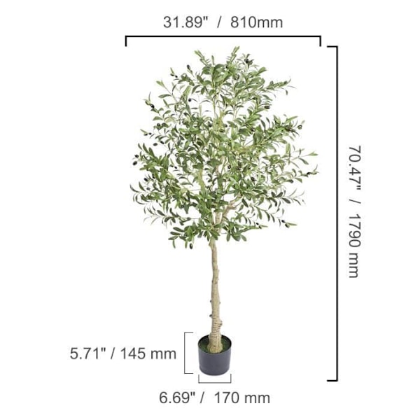 Kunstigt træ - VEVOR - Kunstigt oliventræ Realistisk kunstig plante Høj 810x1790 mm