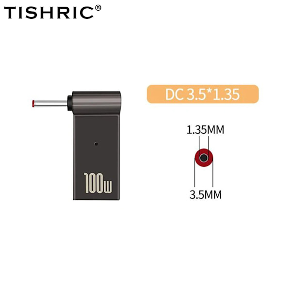 Adapter för bärbar dator PD 100W 5A USB Typ-C hona till likström hane för HP/Lenovo/DELL 3.5x1.35