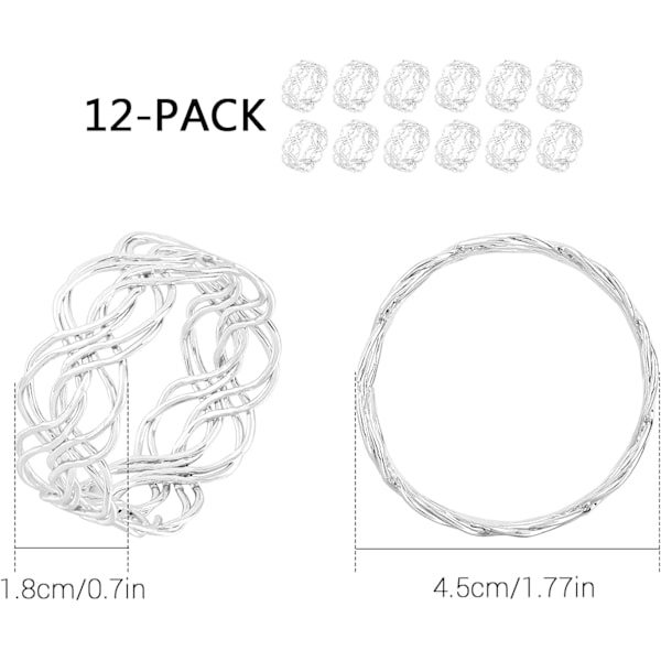 Servettringar—Silver Mesh Metal Servettring Set 12-pack