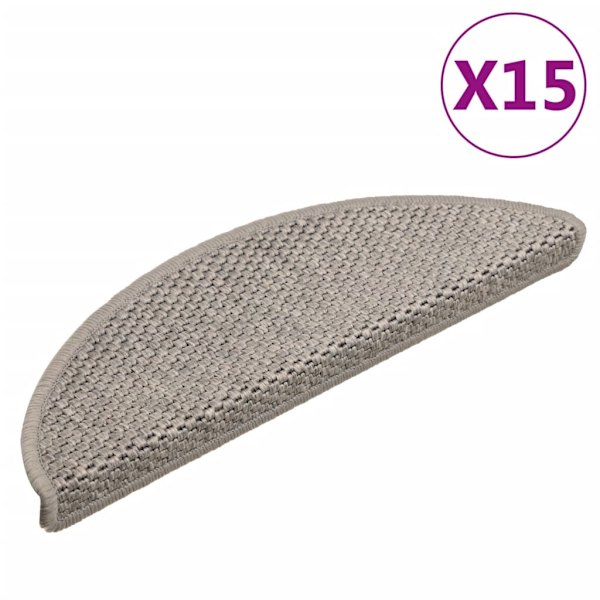 vidaXL Trappstegsmattor självhäftande sisal 15 st 56x17x3 cm silver 2770 Taupe