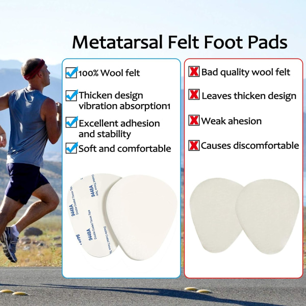 20 stykker metatarsal filt fotputer innleggsputer ball av fot