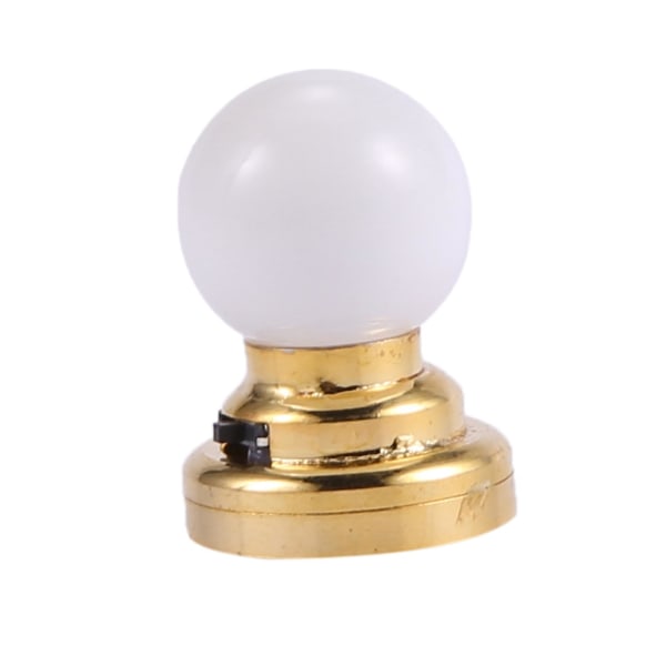 1:12 Dukkehus Miniatyr Globe Hvit Tak LED Lys Belysning Lampe Med Batteri