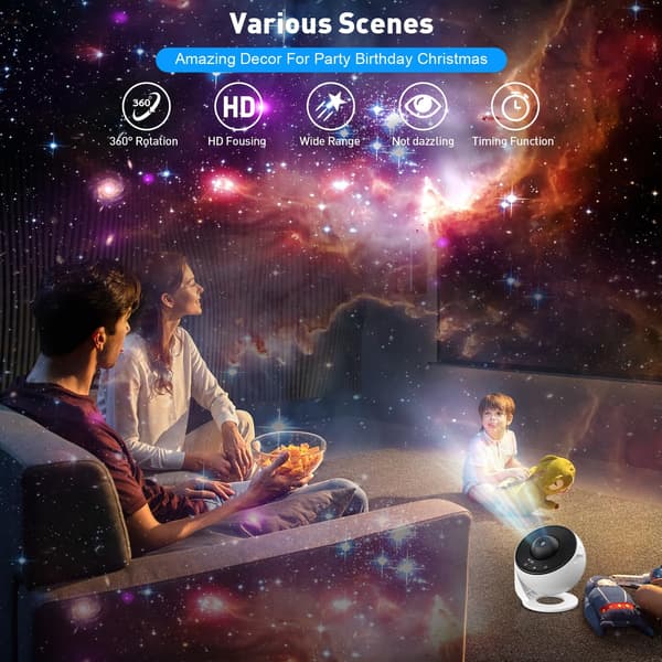 Star Projector Planetarium Projector Star Projector Galaxy Ceiling for Adults with 12 Discs 360° Rotation Night Light for Kids Adults-FA-