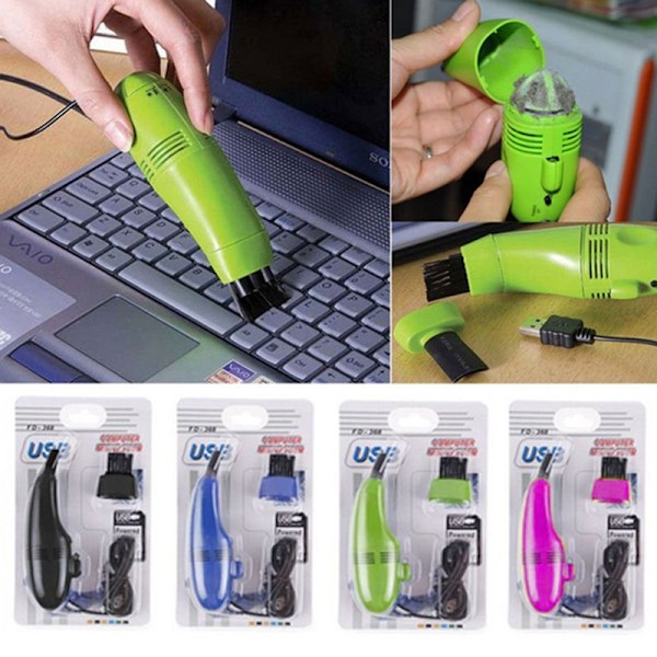 Mini Computer Støvsuger USB Tastaturrenser PC Bærbar Rengøringsbørste Yellow