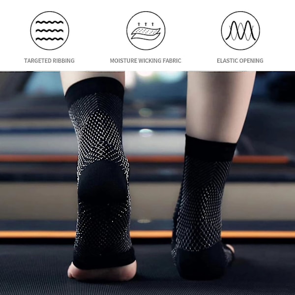 3 par Neuropatistrumpor, lindrande strumpor för neuropatiska smärtor, kompressionsstrumpor för tendinit, plantar fasciit, neuropati - Svart - Black - S M