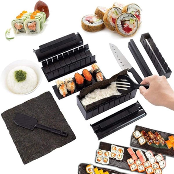 Hjemmelaget sushi-sett, 11 deler DIY kjøkken sushi-former sushi