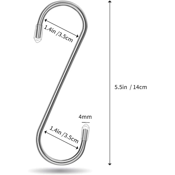 16 stk. S-formede kroge i rustfrit stål