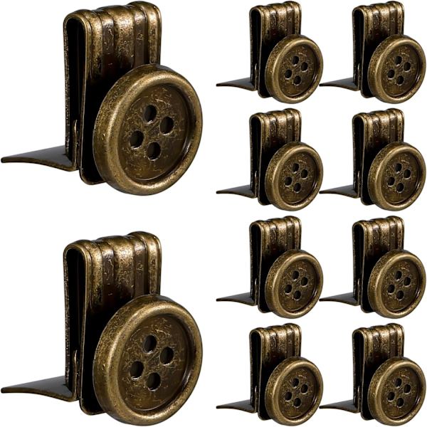 10 stk Flytbare Knappar til Selvhængende Seler uden Syning, Knappespidsklemmer, Seler Knapper, Metal Klemmer til Jeans, Bronze