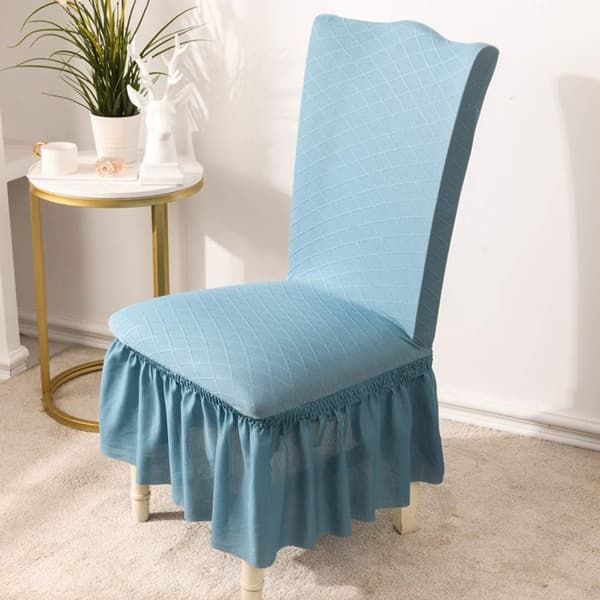 2-pack Stolsöverdrag Jacquard Stolsöverdrag med Lång Kjol Hög Stretch Avtagbart Tvättbart Stolsöverdrag (Blå, 2 st)-FA- Blue