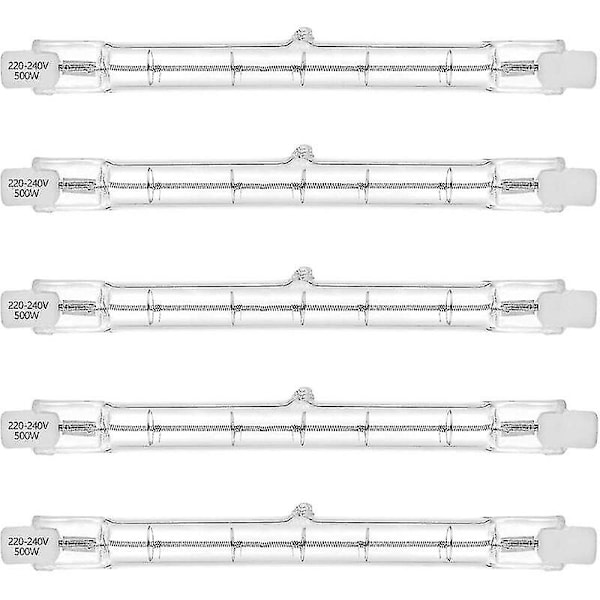 Eco Halolin halogenrør, R7s sokkel, T3 halogenpære, 230v, 400w500w, 118 mm, varm hvid - 2800k (5 stk)-aespa