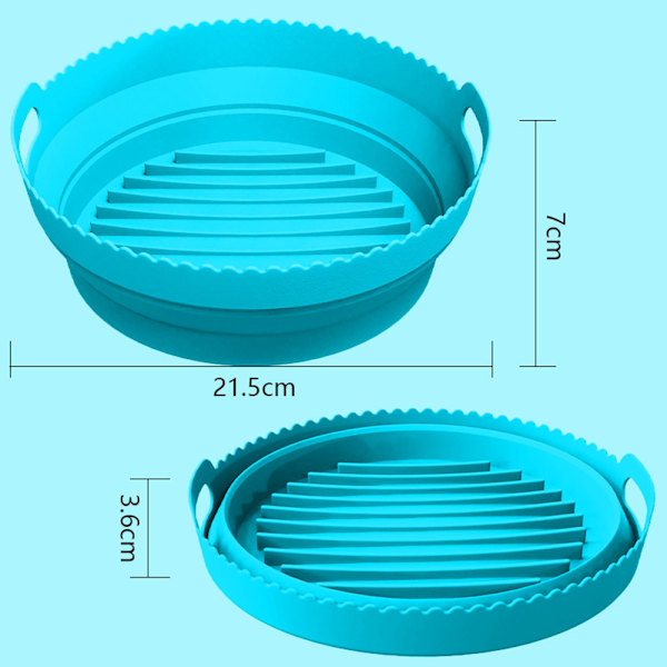 Silikon Airfryer Bageplade Rund Airfryer Mad Multifunktionel Ovn Bageplade Blå Blue Folding