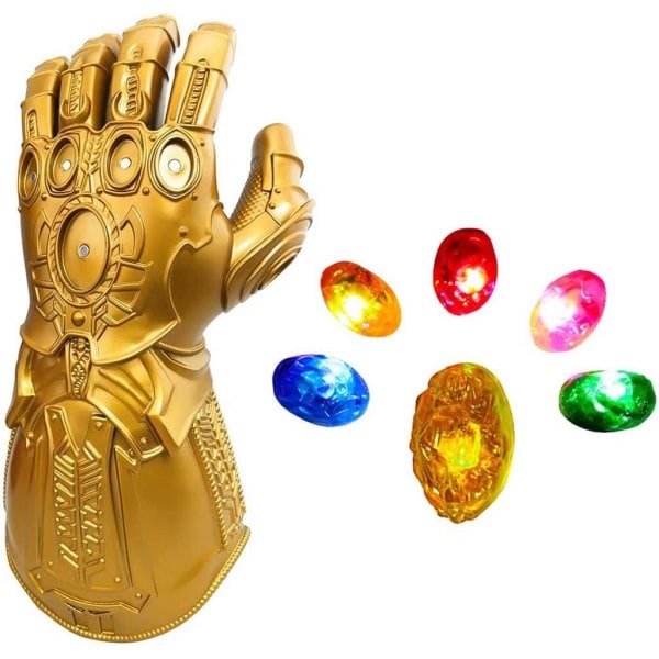 IC LED lysende Infinity Gauntlet Thanos-hanske med avtagbare magnetiske Infinity-steiner