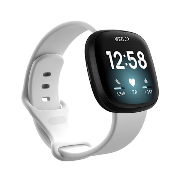 Farverigt armbånd Håndledsrem til Fitbit Versa 3 ur Blødt bånd Correa til Fitbit Sense Versa3 urrem Tilbehør Blå grå L Blue gray