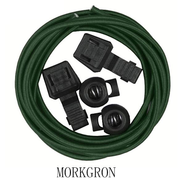 Elastiska Skosnören (Med Dragsko) Längd: 100cm Mörkgrön