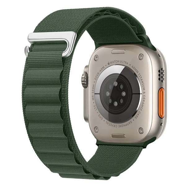 Alpine Loop Nylon Armband för Apple Watch 49mm 42mm 44mm 45mm 41mm 40mm 38mm Rem för iWatch Series Ultra 2/SE/9/8/7/6/5/4/3 Grön Ultra 2 1 49mm Green