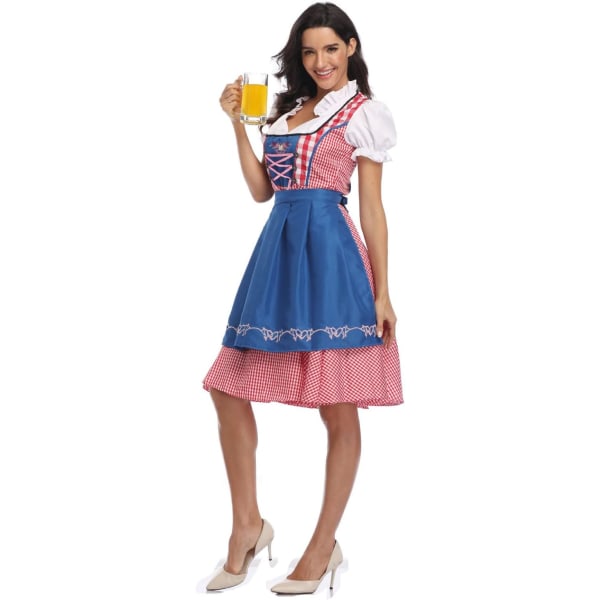 Oktoberfest ölserveringsdräkt bayersk traditionell Dirndl-klänning röd S