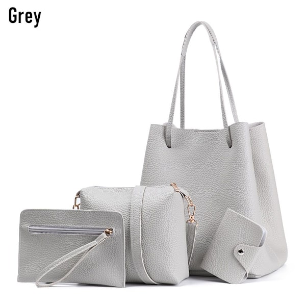 4 st/ Set PU Läder Handväska Cross Body Väskor GRÅ grey