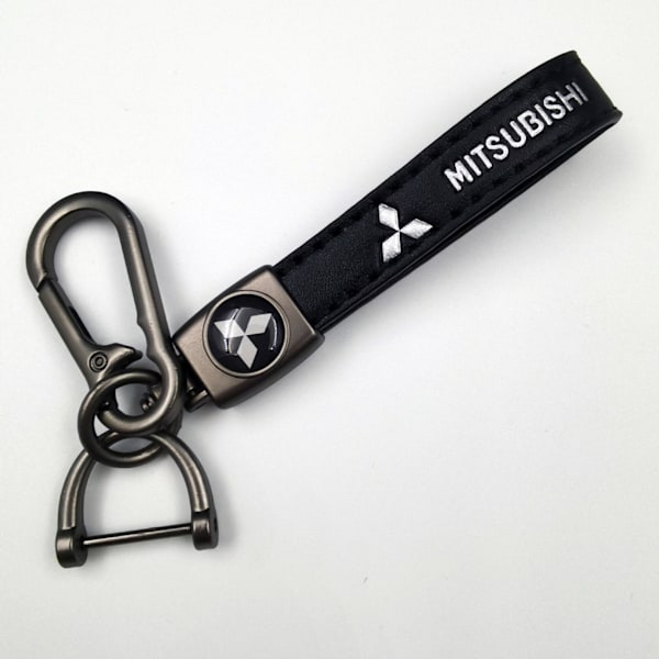 Personlig metall logo - Lær nøkkelring for menn Mitsubishi Mitsubishi Gunmetal Hardware