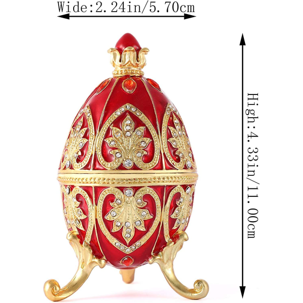 Malt emaljert blå Fabergé-egg Dekorativt hengslet smykkeskrin Unik gave til hjemmedekorasjon