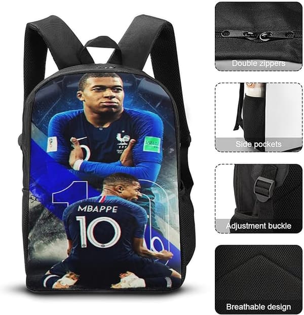 Fotballstjerne Mbappe trykk tredelt barneskoleveske