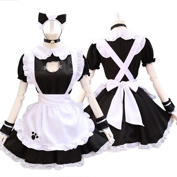 Söpö ja seksikäs Lolita-palvelutyttömekko, ontto kissakuvio, naisten ja tyttöjen mekko, anime-cosplay-asu, S-3xl M